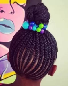 Cornrowed High Bun With Bubbles