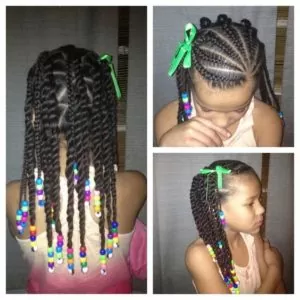 Cornrows With Twists And Beads