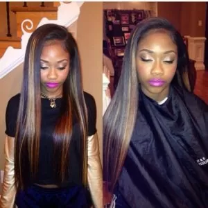 bone straight sew in highlights