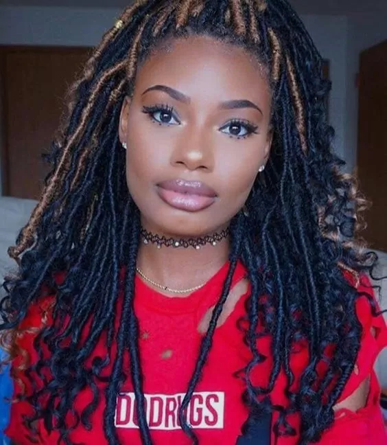 shoulder length goddess locs