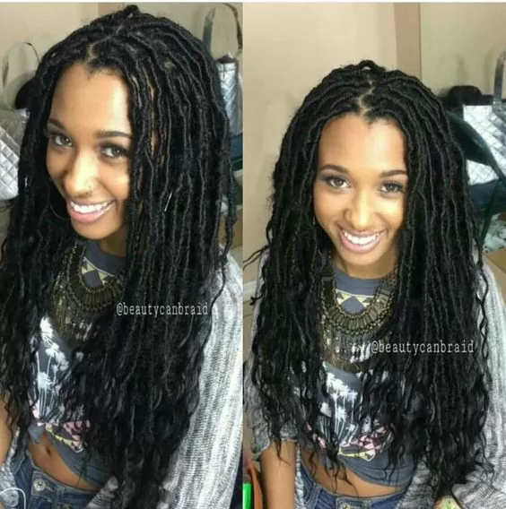 shoulder length goddess locs