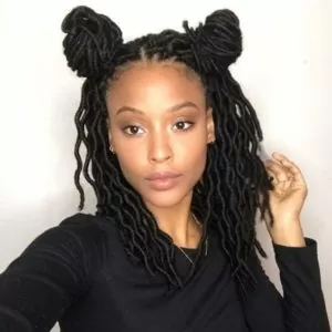 Short Faux Locs Double Buns