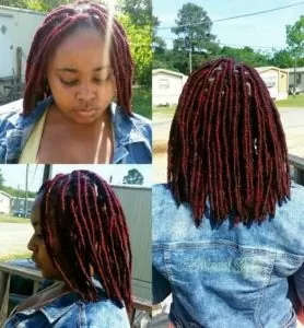 Short Red Faux Locs