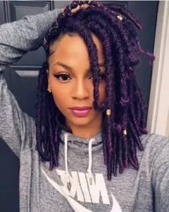 Shoulder Length Purple Faux Locs