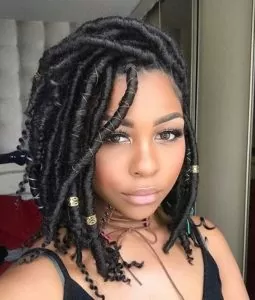bob length goddess locs