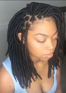 faux locs long bob side part