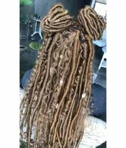 golden double buns goddess locs