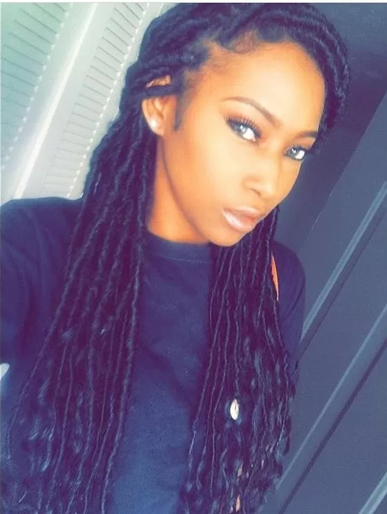 shoulder length goddess locs