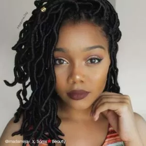 half side swept short crochet locs