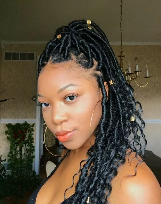 shoulder length goddess locs