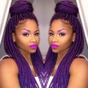 half up half down purple braids