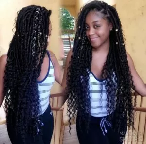 hip length goddess locs