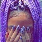 lavender box braids high ponytail