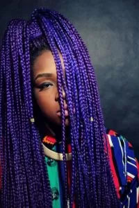 purple and indigo box braids