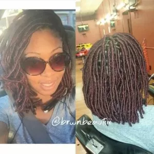 reddish brown short faux locs
