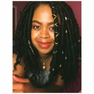 thick shoulder length goddess locs