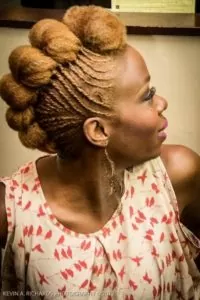 golden frohawk with flat twists