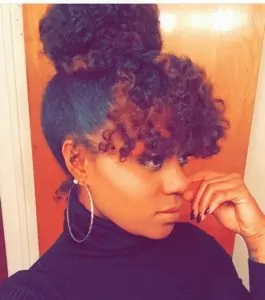 high bun with two toned bangs