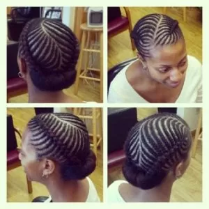 iverson braids with low bun