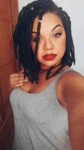 Box Braid Bob With Silver Beads