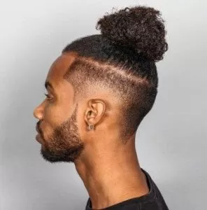 Burst Fade Cut With Man Bun