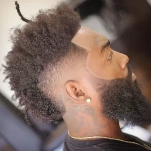 Burst Fade Frohawk With Matching Beard
