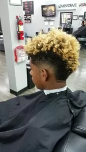 Curly Blonde Burst Fade
