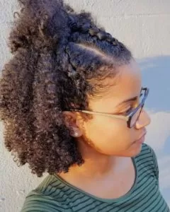 Half Up Half Down Braid Out With Cornrows