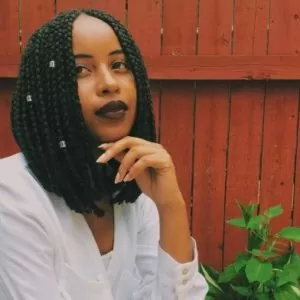 Short Box Braids With Silver Beads