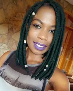 Short Green Box Braids
