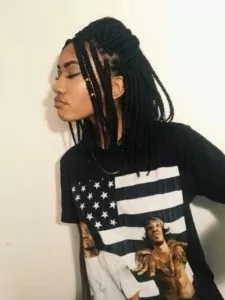 Short Half Pinned Back Box Braids