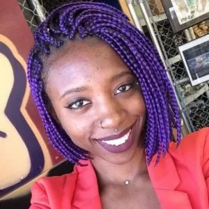 Short Purple Box Braids