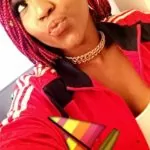 Bob Length Red Box Braids With Gold Beads