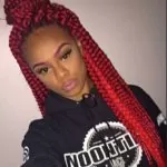 Chunky Red Box Braids Half Up Half Down