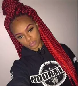 Chunky Red Box Braids Half Up Half Down