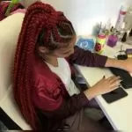 Chunky Red Box Braids High Ponytail