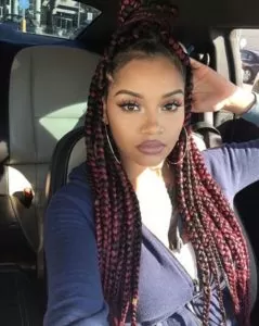 Chunky Red and Black Box Braids