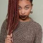 Dark Red Box Braids High Ponytail
