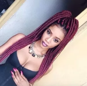 Deep Red Box Braids High Ponytail