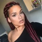 Half Pulled Back Chunky Red Box Braids