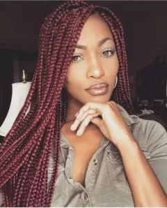 Medium Burgundy Box Braids