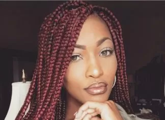 Medium Burgundy Box Braids