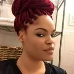 Red Box Braids High Bun