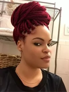 Red Box Braids High Bun