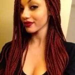 Red Box Braids With Side Part