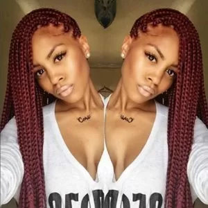 Side Swept Red Box Braids