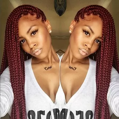 Half Pulled Back Chunky Red Box Braids