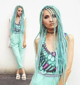 Aqua-Colored Box Braids