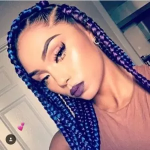 Blue And Purple Chunky Box Braids