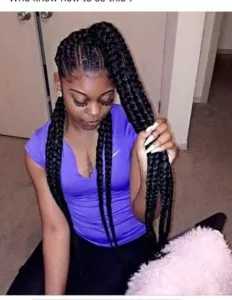 Feed In Braids Half Up Half Down Ponytail